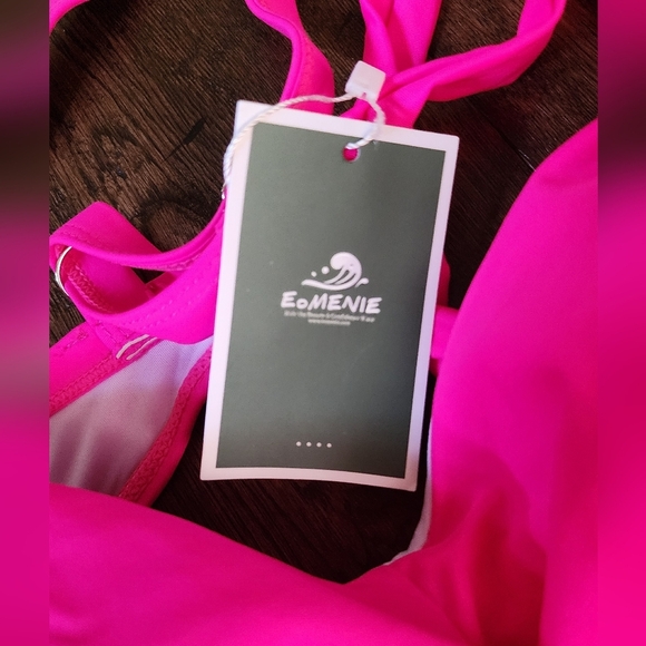 NWT Pink and Black Cutout High Waist Swimsuit Medium - Picture 7 of 7